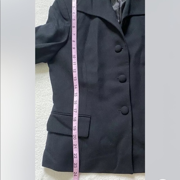 Vintage Saville Suit Pure Wool Black Button Up Retro Blazer Jacket Women's Sz 12 - Picture 7 of 7